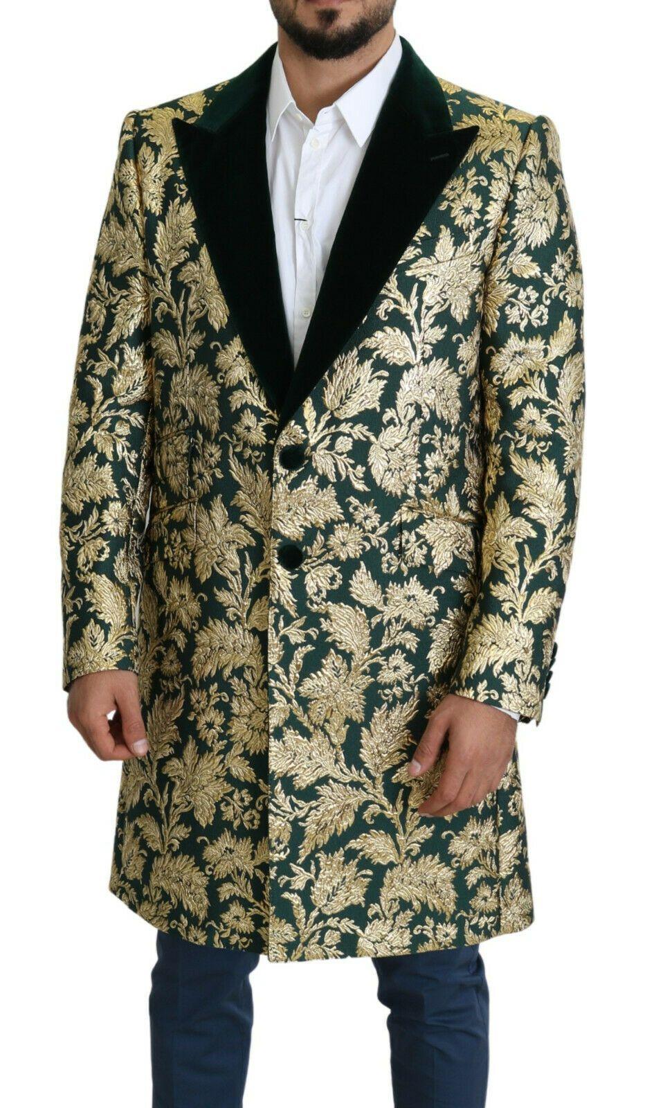 Dolce & Gabbana Elegant Gold Green Jacquard Sicilia Jacket - Arichezz.store