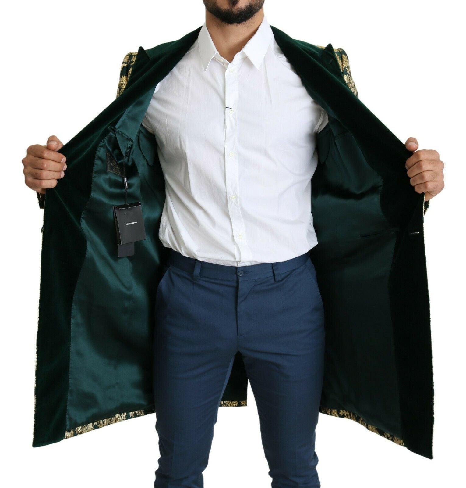 Dolce & Gabbana Elegant Gold Green Jacquard Sicilia Jacket - Arichezz.store