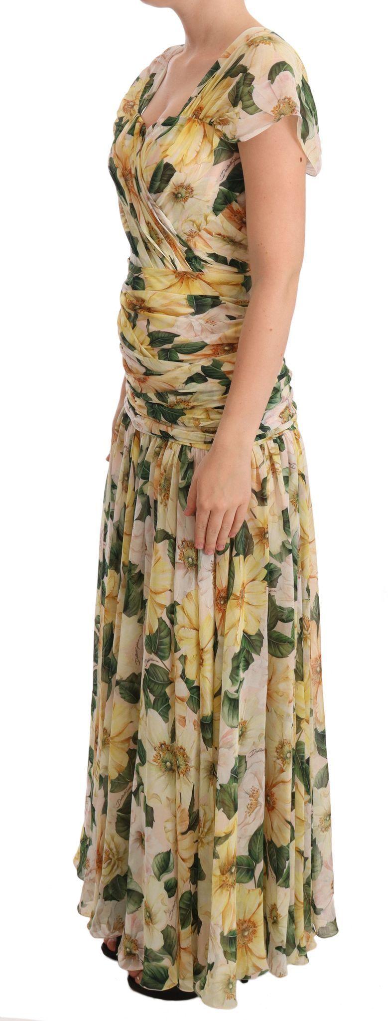 Dolce & Gabbana Floral Elegance Silk Pleated Maxi Dress - Arichezz.store