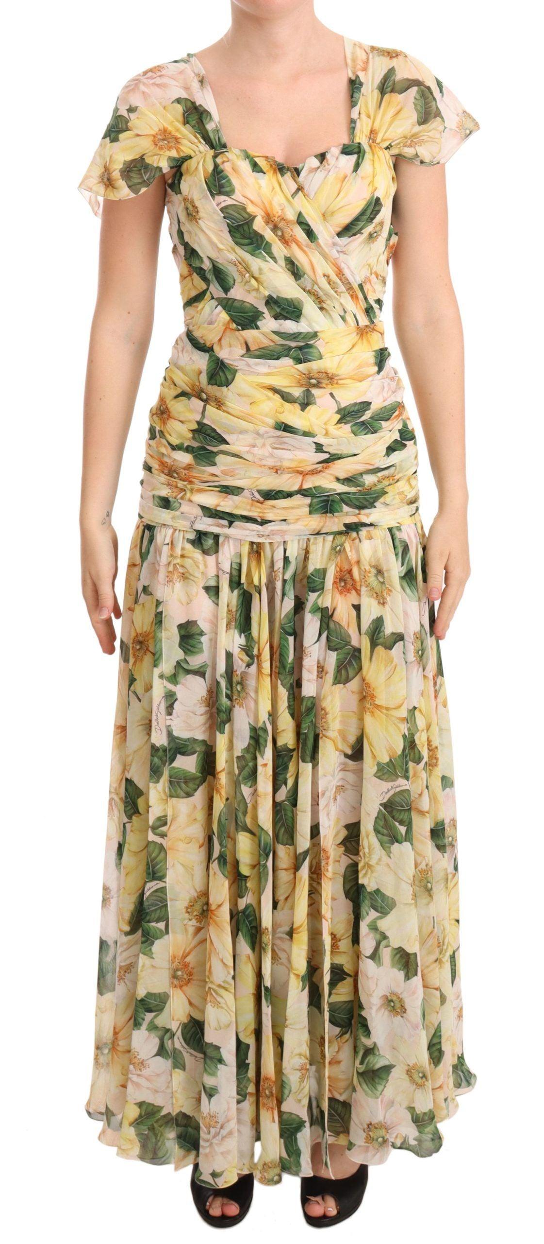 Dolce & Gabbana Floral Elegance Silk Pleated Maxi Dress - Arichezz.store