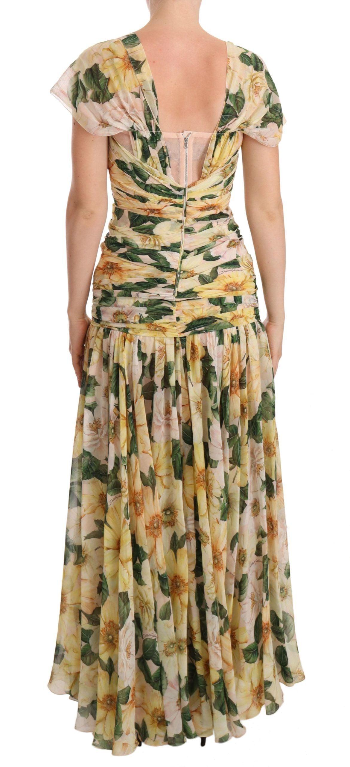 Dolce & Gabbana Floral Elegance Silk Pleated Maxi Dress - Arichezz.store