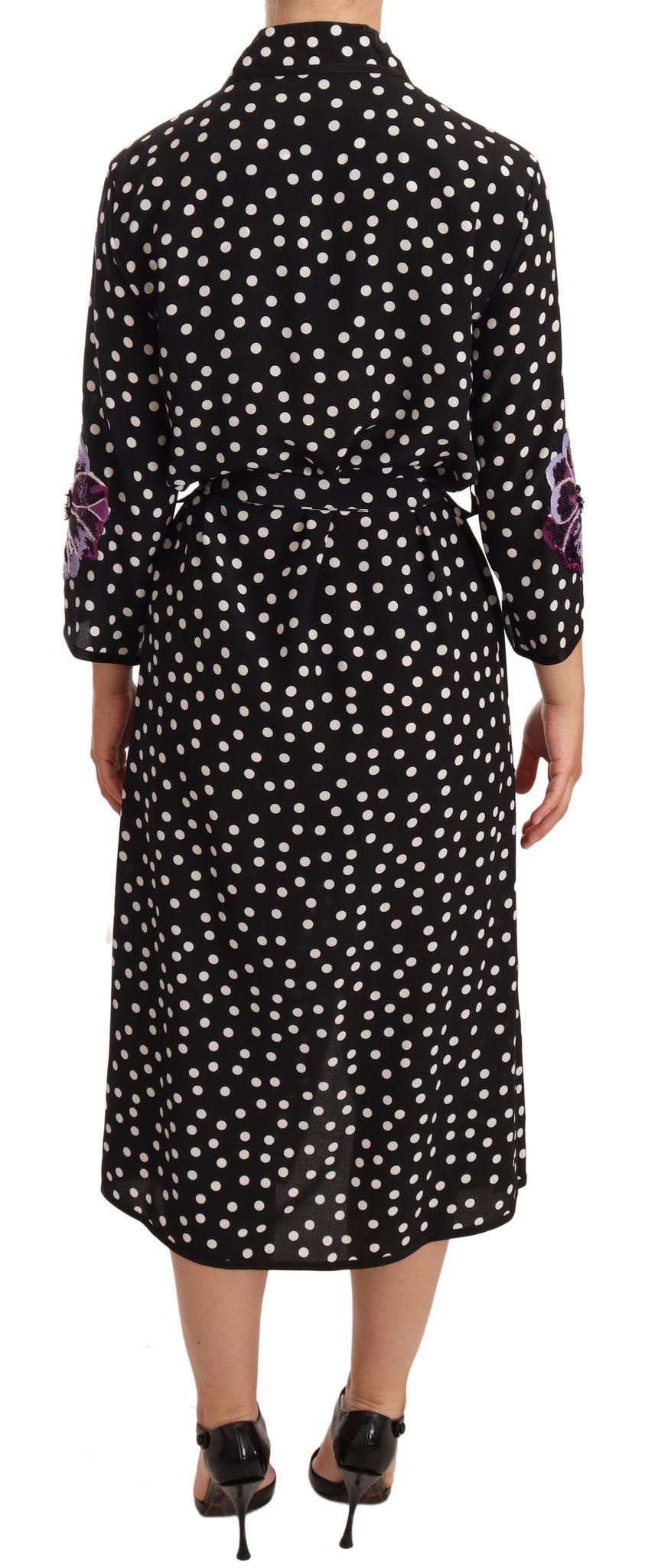 Dolce & Gabbana Elegant Silk Polka Dot Sequin Midi Dress - Arichezz.store