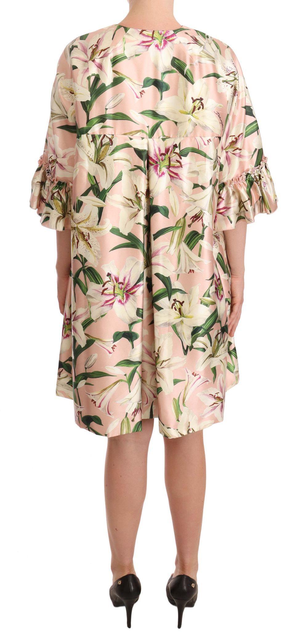 Dolce & Gabbana Elegant Floral Ruffled Silk Long Coat - Arichezz.store