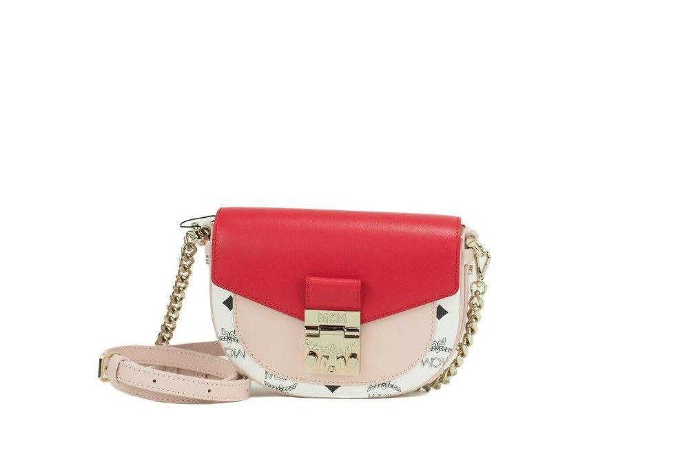 MCM Patricia Mini Firefly Red Visetos Leather Crossbody Belt Handbag Bag Purse - Arichezz.store