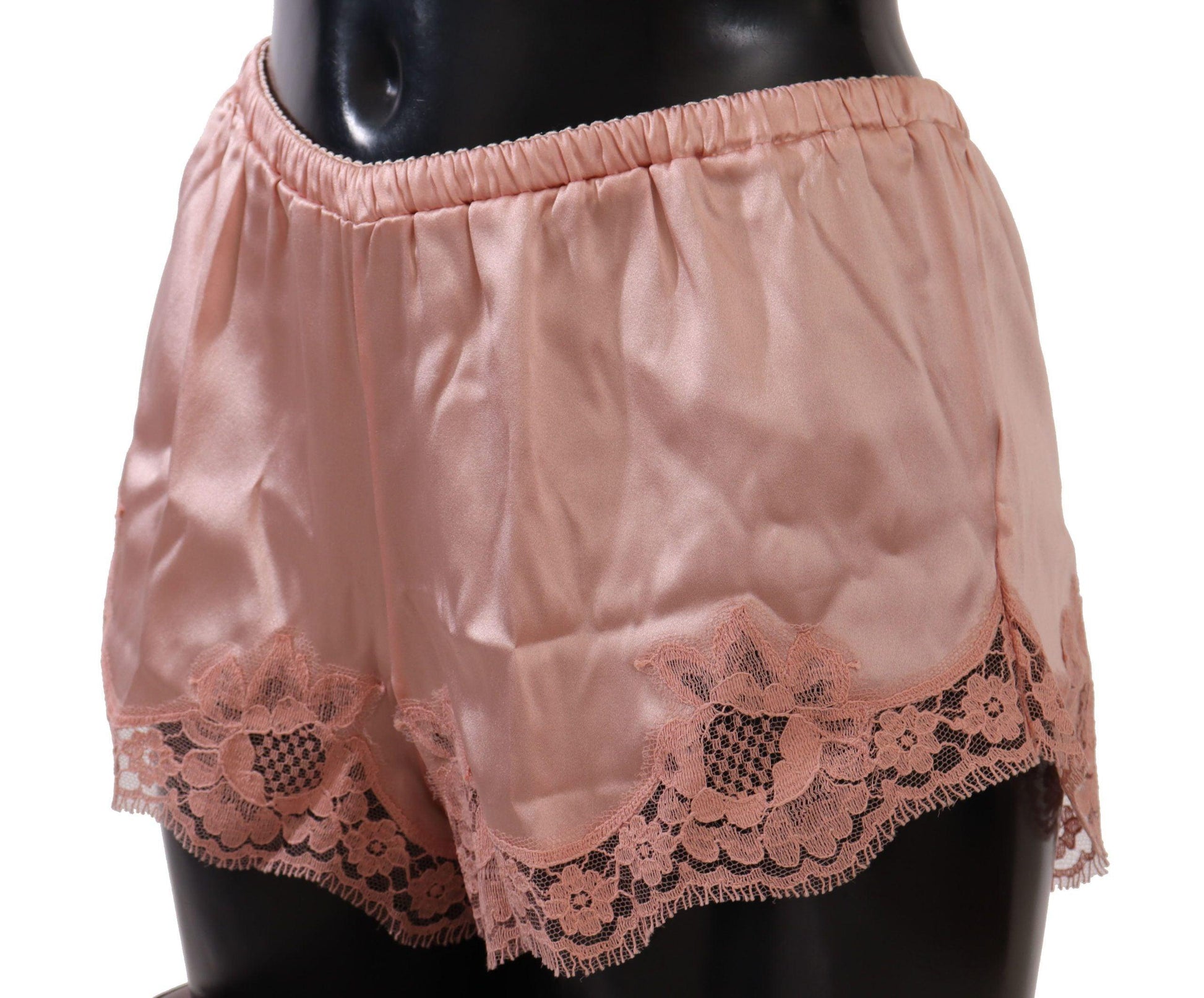 Dolce & Gabbana Elegant Powder Pink Silk Lace Lingerie Shorts - Arichezz.store