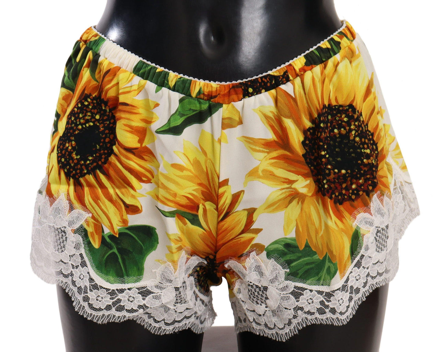 Dolce & Gabbana Sunflower Lace Lingerie Shorts - Silk Blend - Arichezz.store