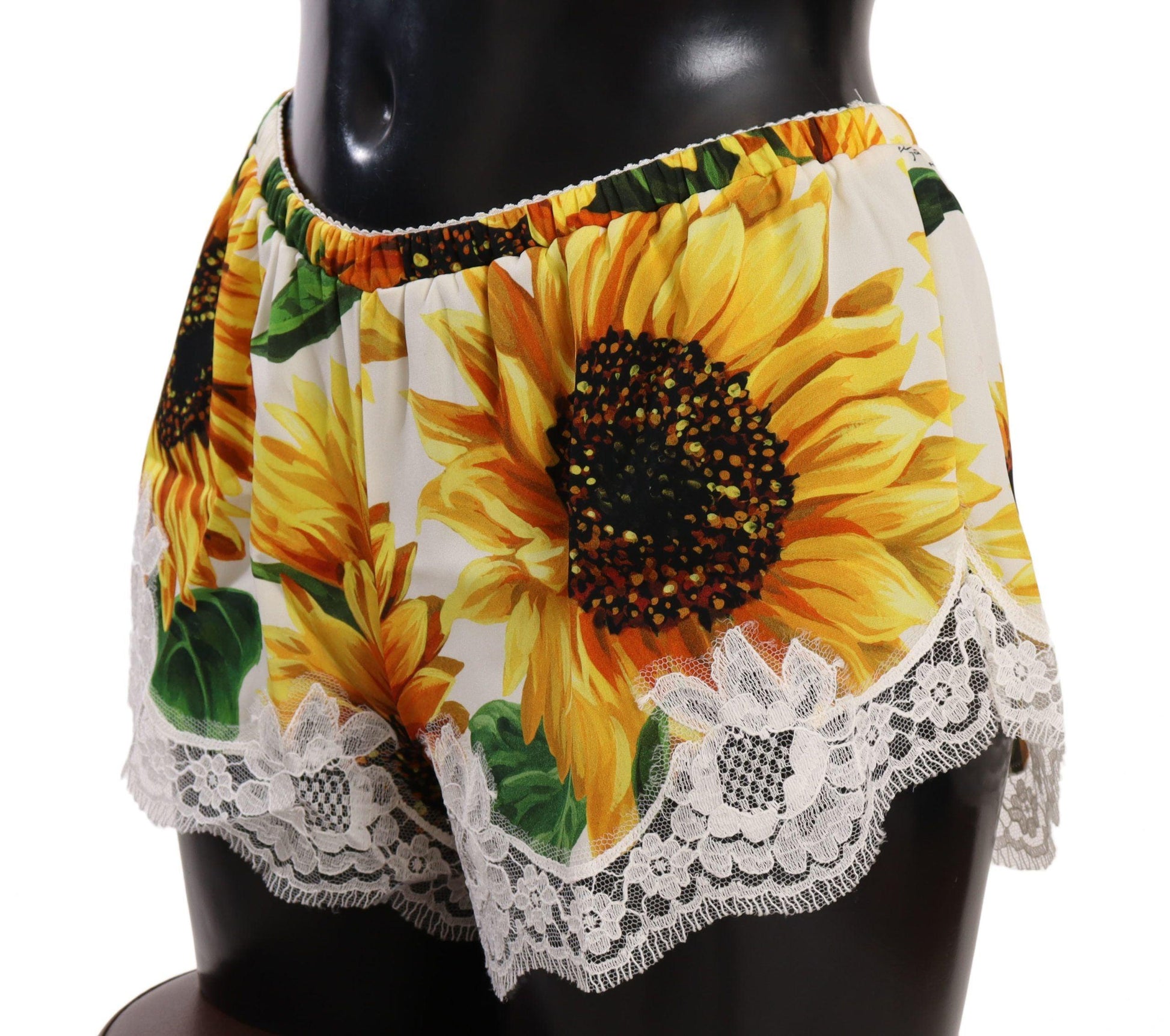 Dolce & Gabbana Sunflower Lace Lingerie Shorts - Silk Blend - Arichezz.store