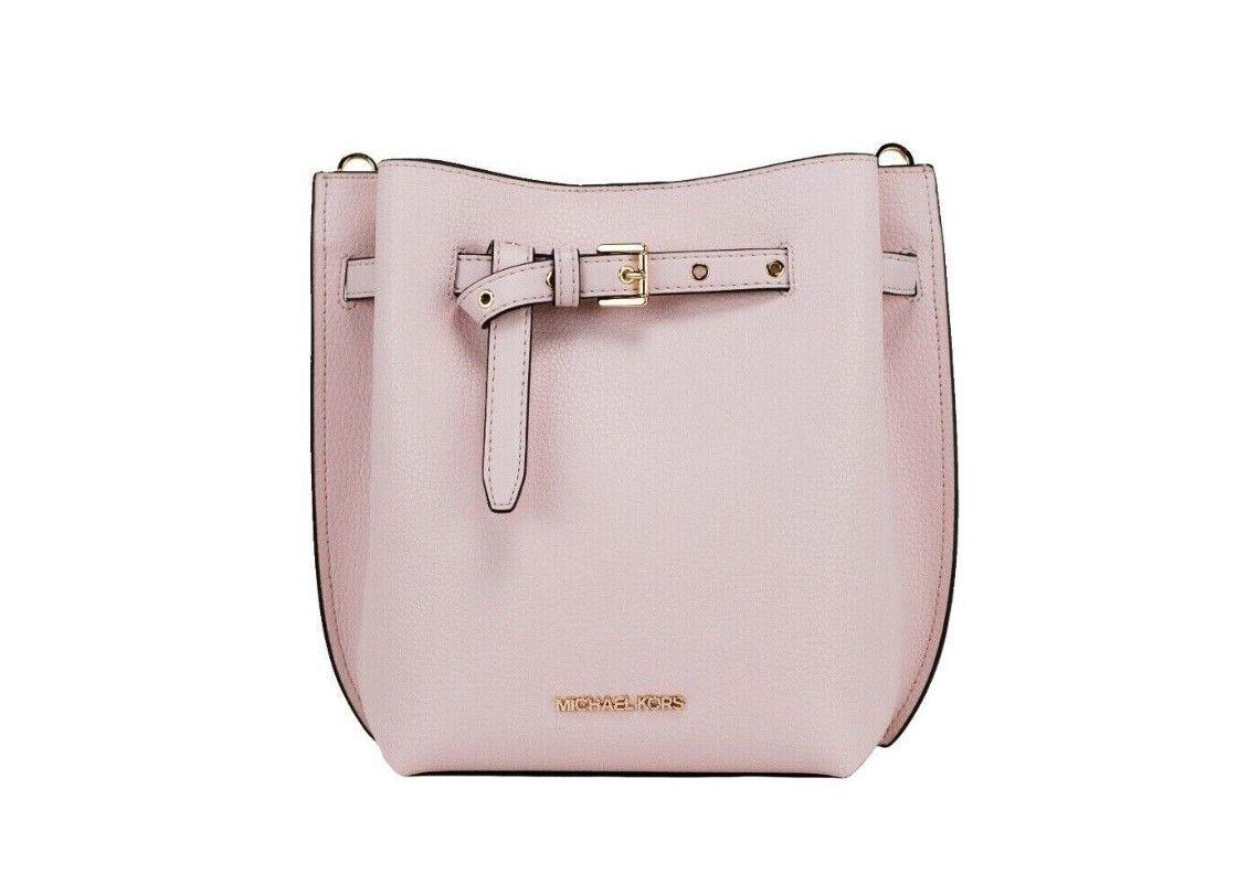 Michael Kors Emilia Small Powder Blush Pebble Leather Bucket Messenger Handbag - Arichezz.store