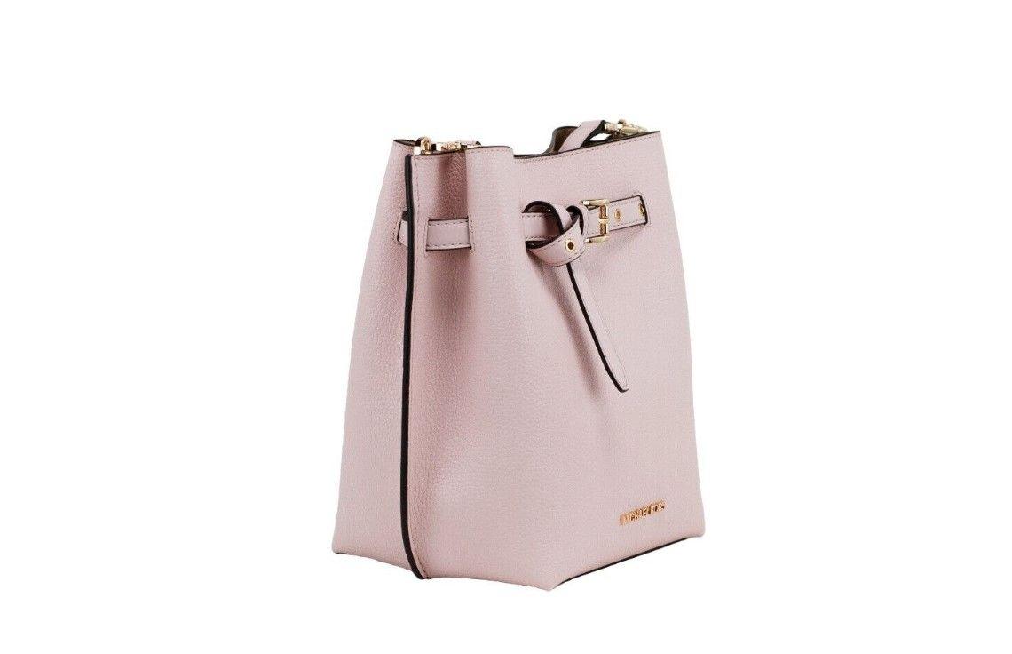 Michael Kors Emilia Small Powder Blush Pebble Leather Bucket Messenger Handbag - Arichezz.store