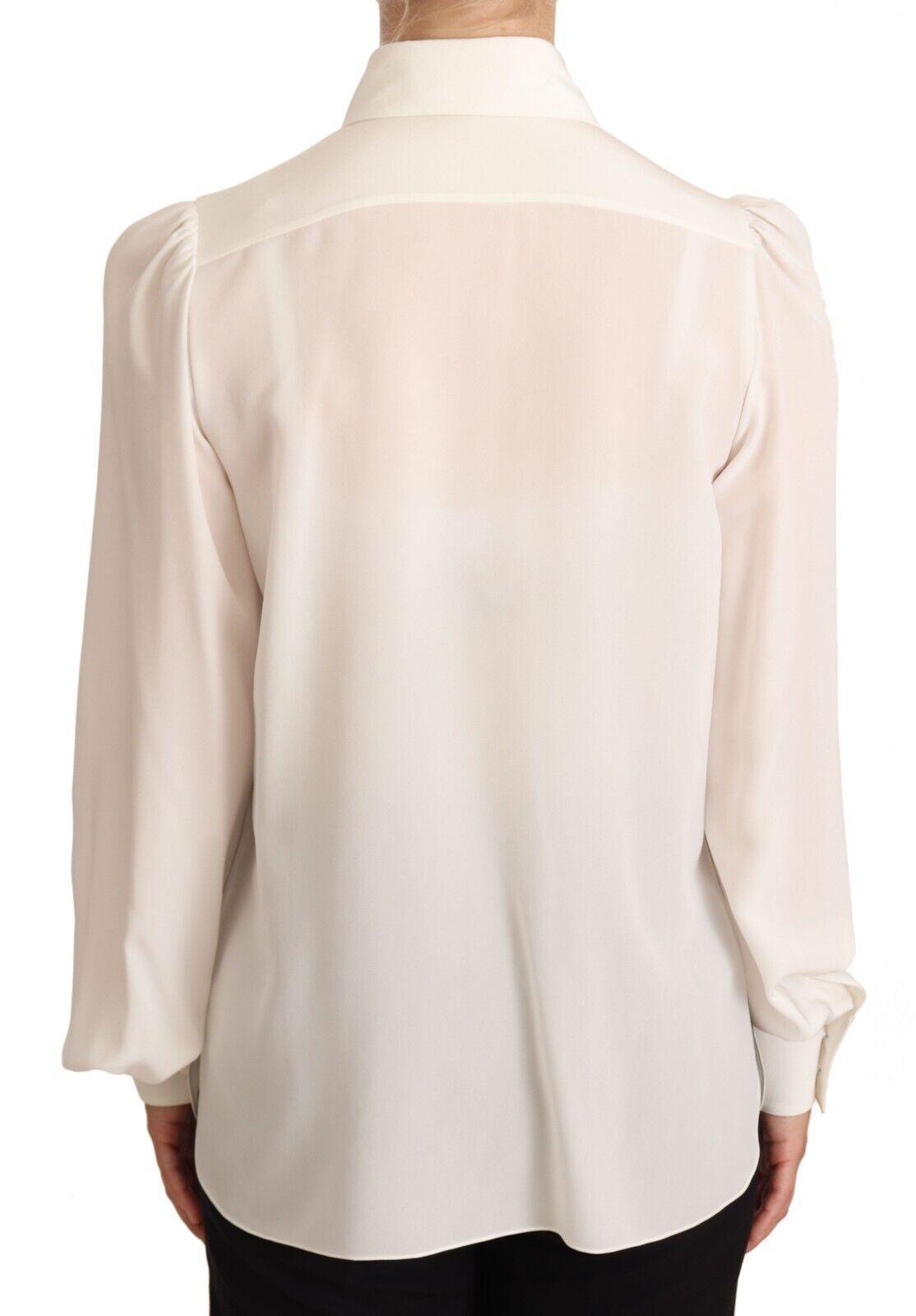 Dolce & Gabbana Elegant Silk Top in Off White - Arichezz.store