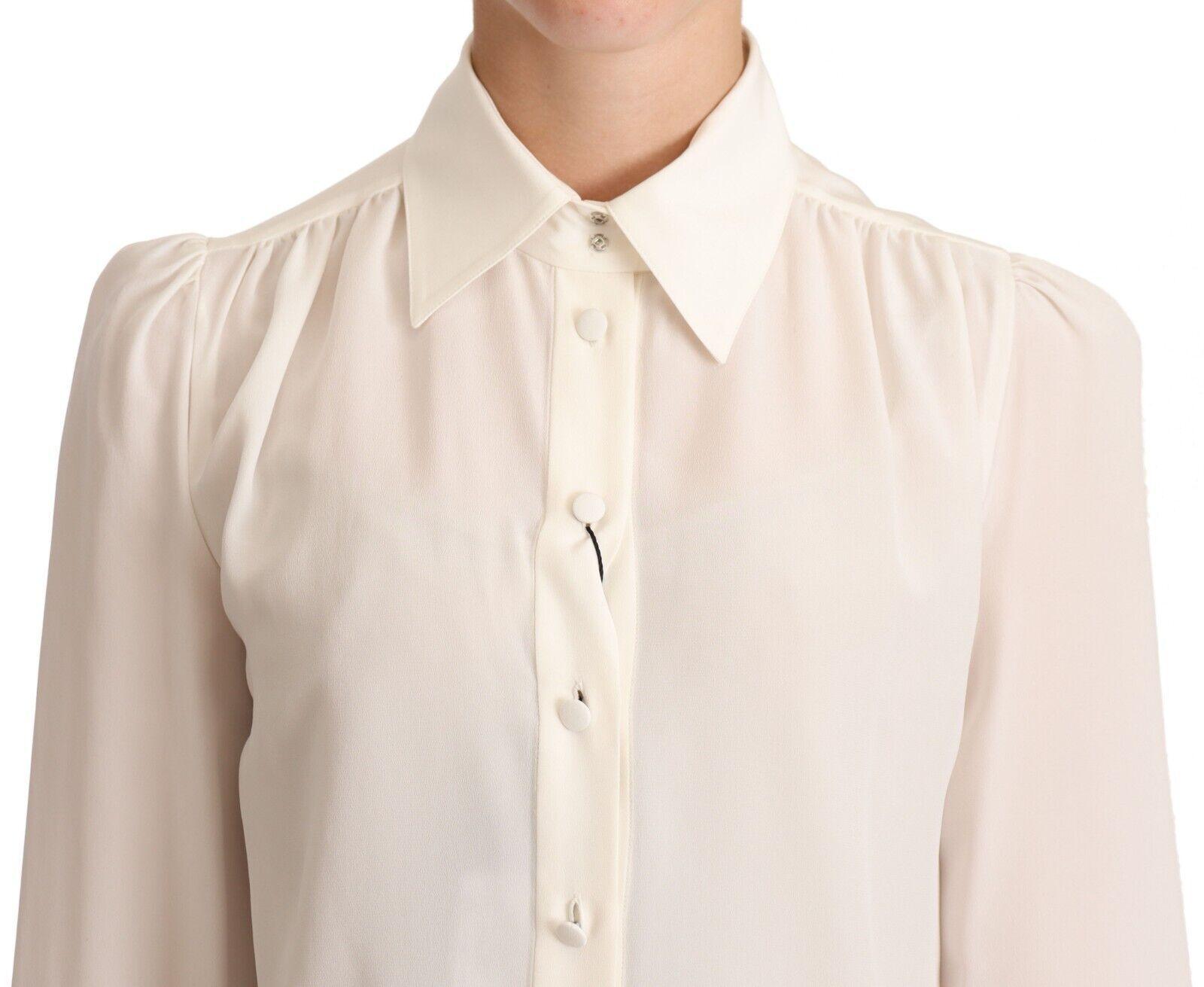 Dolce & Gabbana Elegant Silk Top in Off White - Arichezz.store