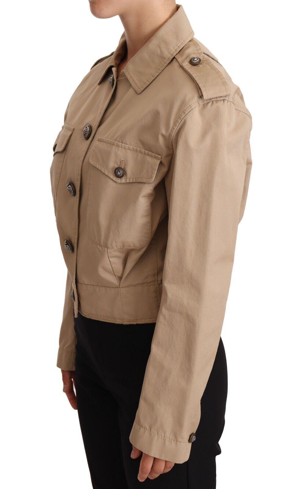 Dolce & Gabbana Elegant Cropped Cotton Jacket - Beige - Arichezz.store