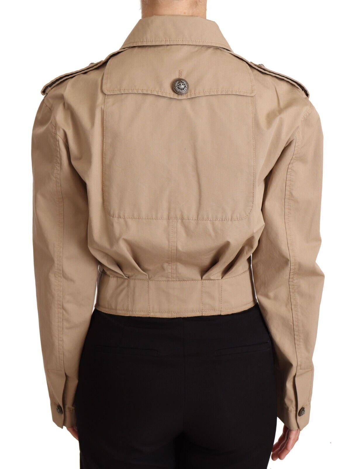 Dolce & Gabbana Elegant Cropped Cotton Jacket - Beige - Arichezz.store