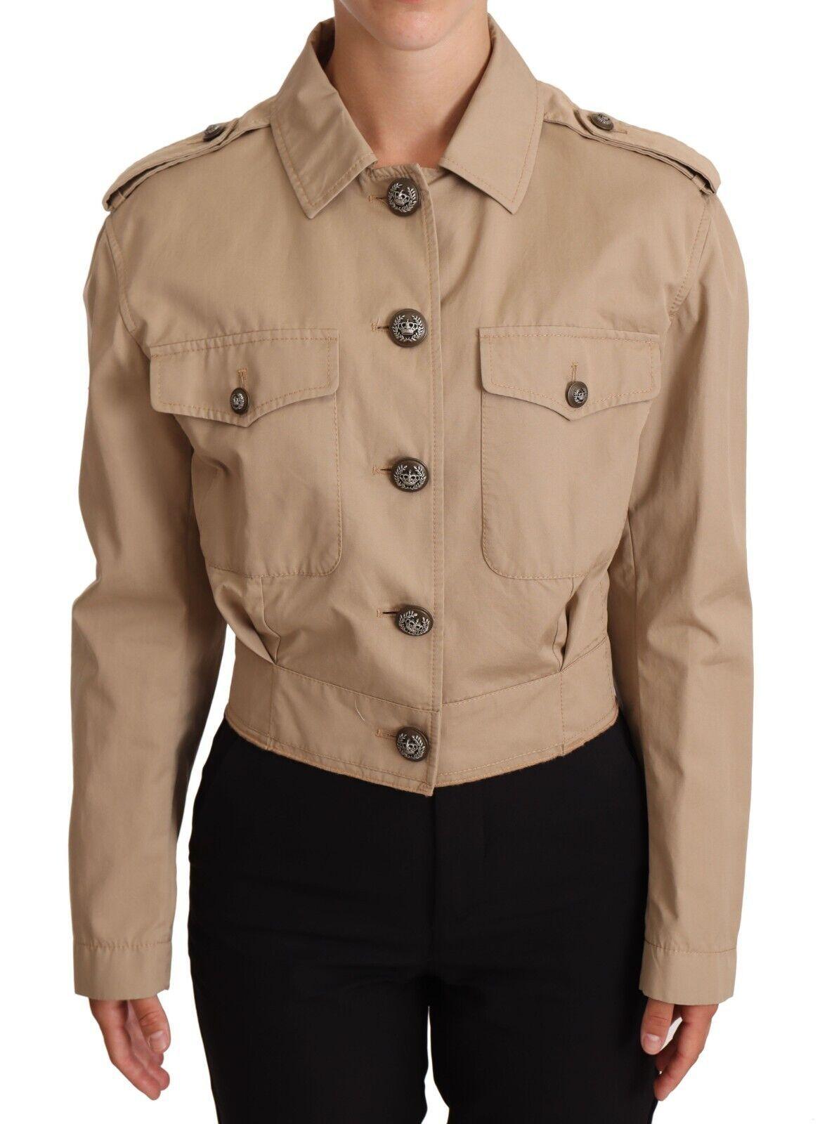 Dolce & Gabbana Elegant Cropped Cotton Jacket - Beige - Arichezz.store