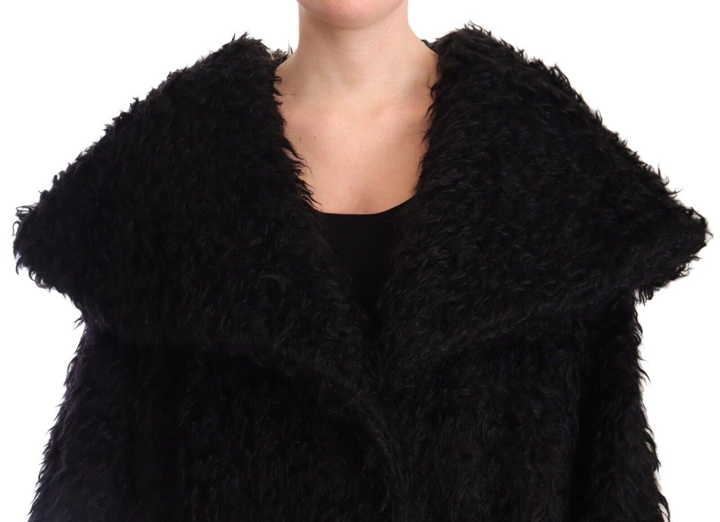 Dolce & Gabbana Black Fur Cape Trench Jacket - Arichezz.store