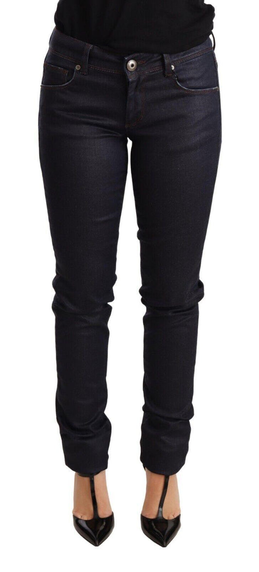 Ermanno Scervino Chic Dark Blue Low Waist Skinny Jeans