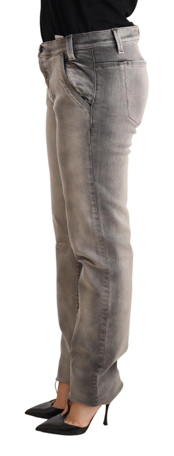 Ermanno Scervino Chic Gray Washed Low Waist Skinny Jeans - Arichezz.store