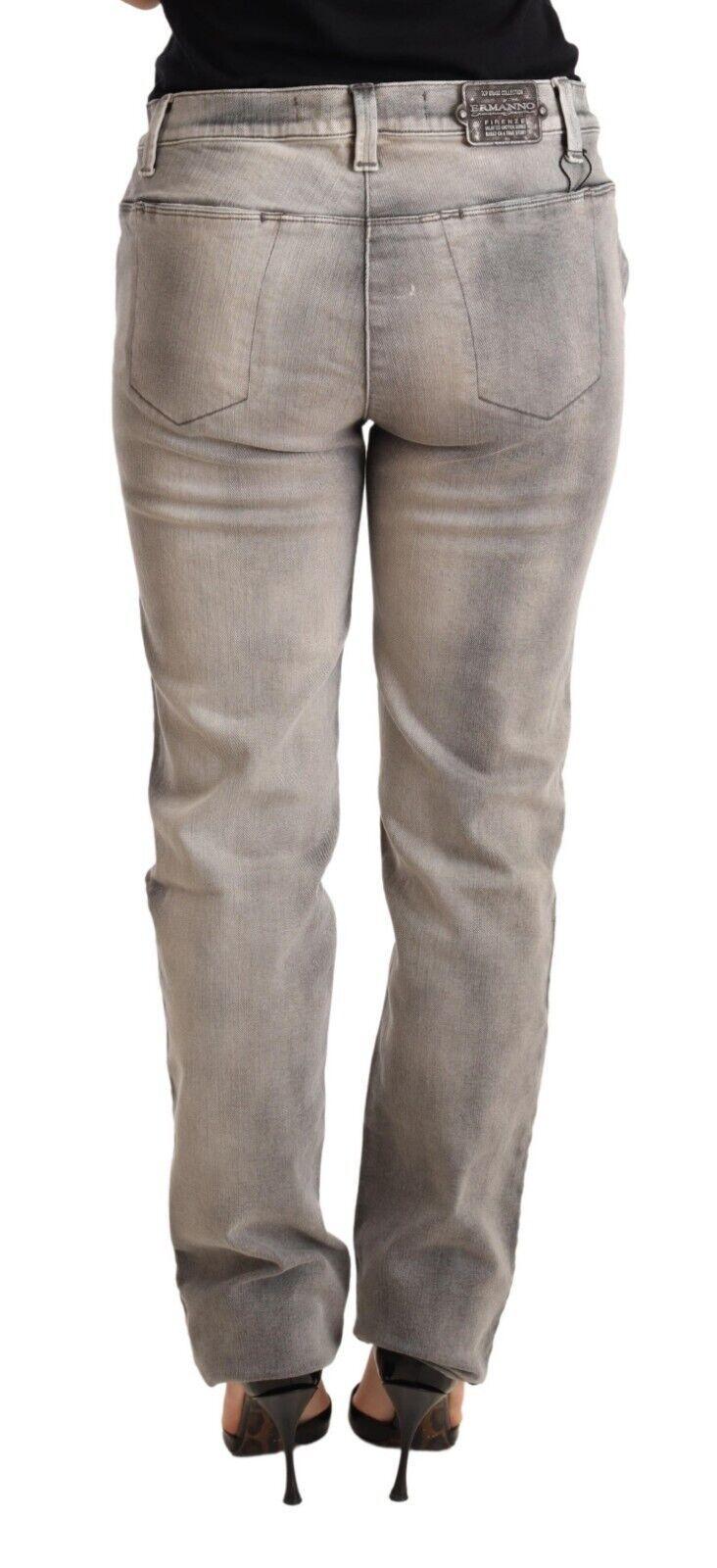 Ermanno Scervino Chic Gray Washed Low Waist Skinny Jeans - Arichezz.store