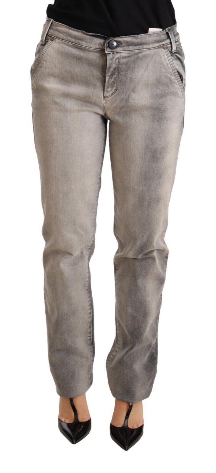 Ermanno Scervino Chic Gray Washed Low Waist Skinny Jeans - Arichezz.store