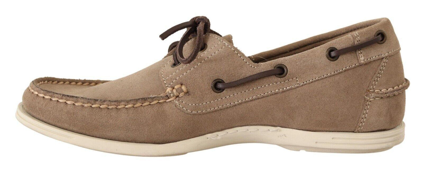 Pollini Elegant Beige Suede Moccasins for Men - Arichezz.store