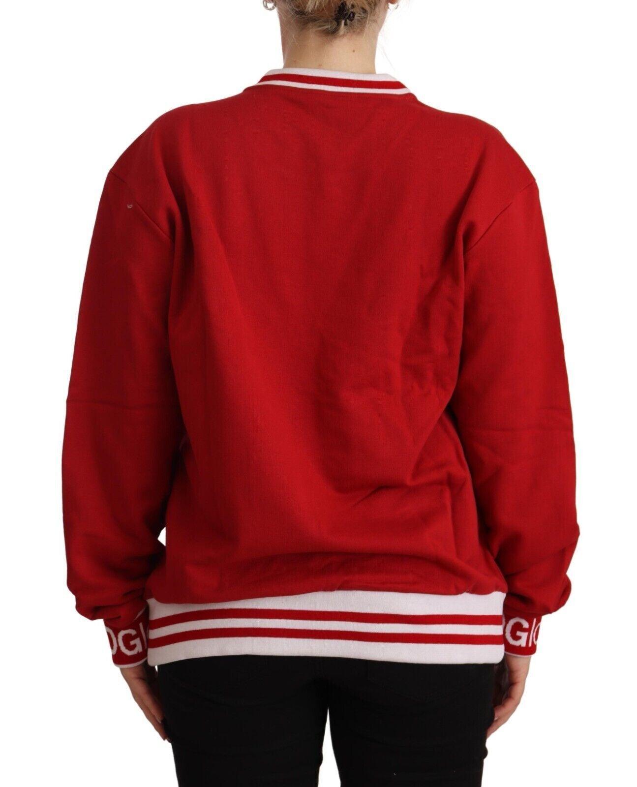 Dolce & Gabbana Elegant Red Crewneck Pullover with Floral Motif - Arichezz.store