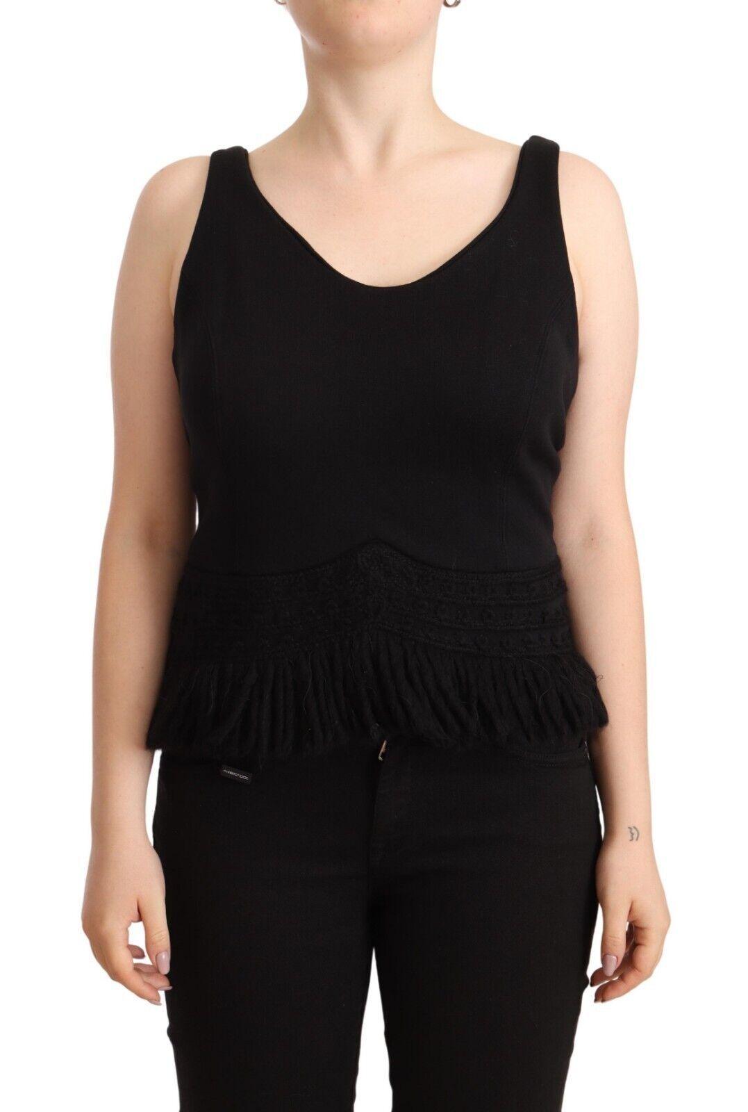 Ermanno Scervino Chic Sleeveless Designer Tank Top in Black - Arichezz.store