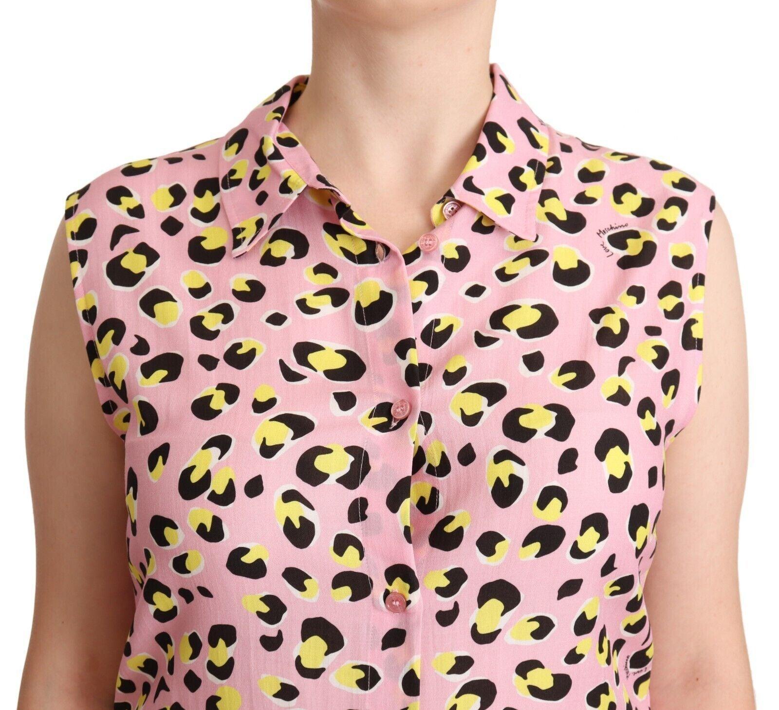 Love Moschino Sleeveless Leopard Print Polo Top - Arichezz.store