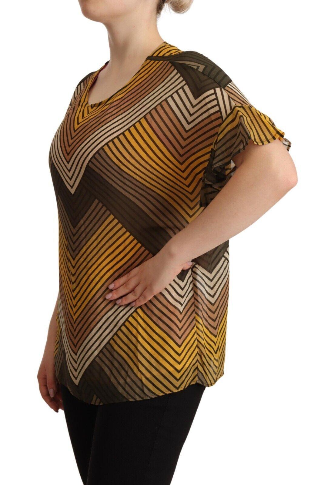 Twinset Chic Multicolor Striped Short Sleeve Blouse - Arichezz.store