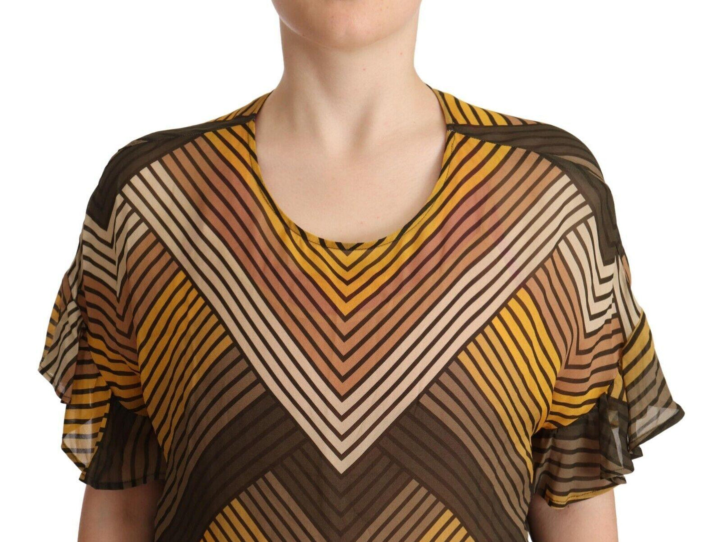 Twinset Chic Multicolor Striped Short Sleeve Blouse - Arichezz.store