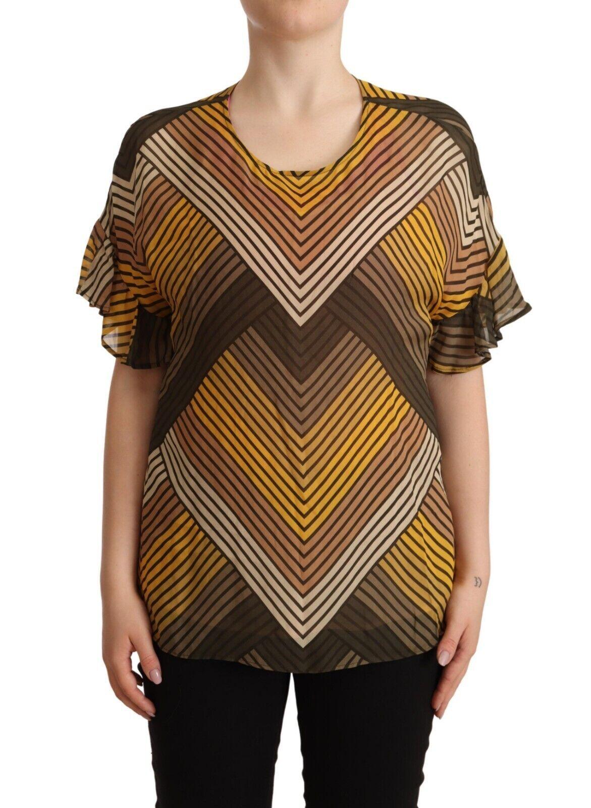 Twinset Chic Multicolor Striped Short Sleeve Blouse - Arichezz.store