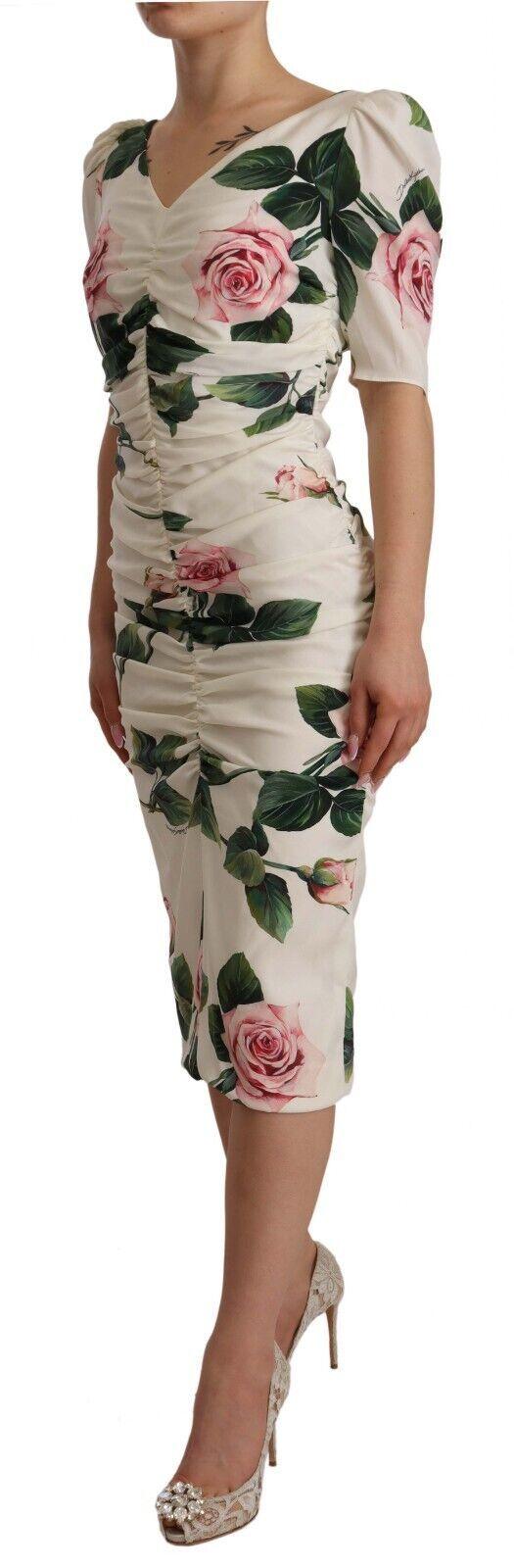 Dolce & Gabbana Elegant White Floral Sheath Dress - Arichezz.store