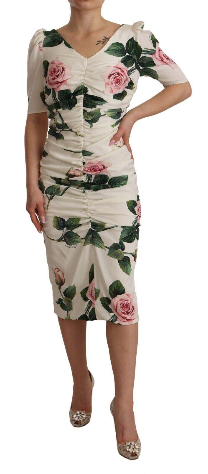 Dolce & Gabbana Elegant White Floral Sheath Dress - Arichezz.store