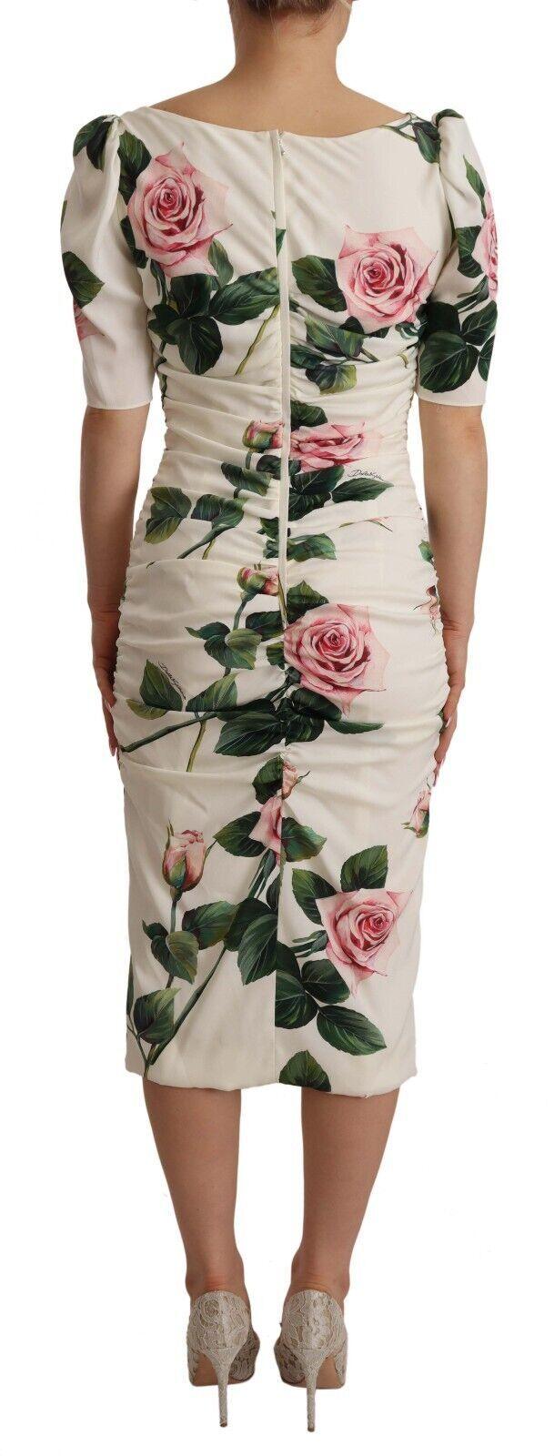 Dolce & Gabbana Elegant White Floral Sheath Dress - Arichezz.store