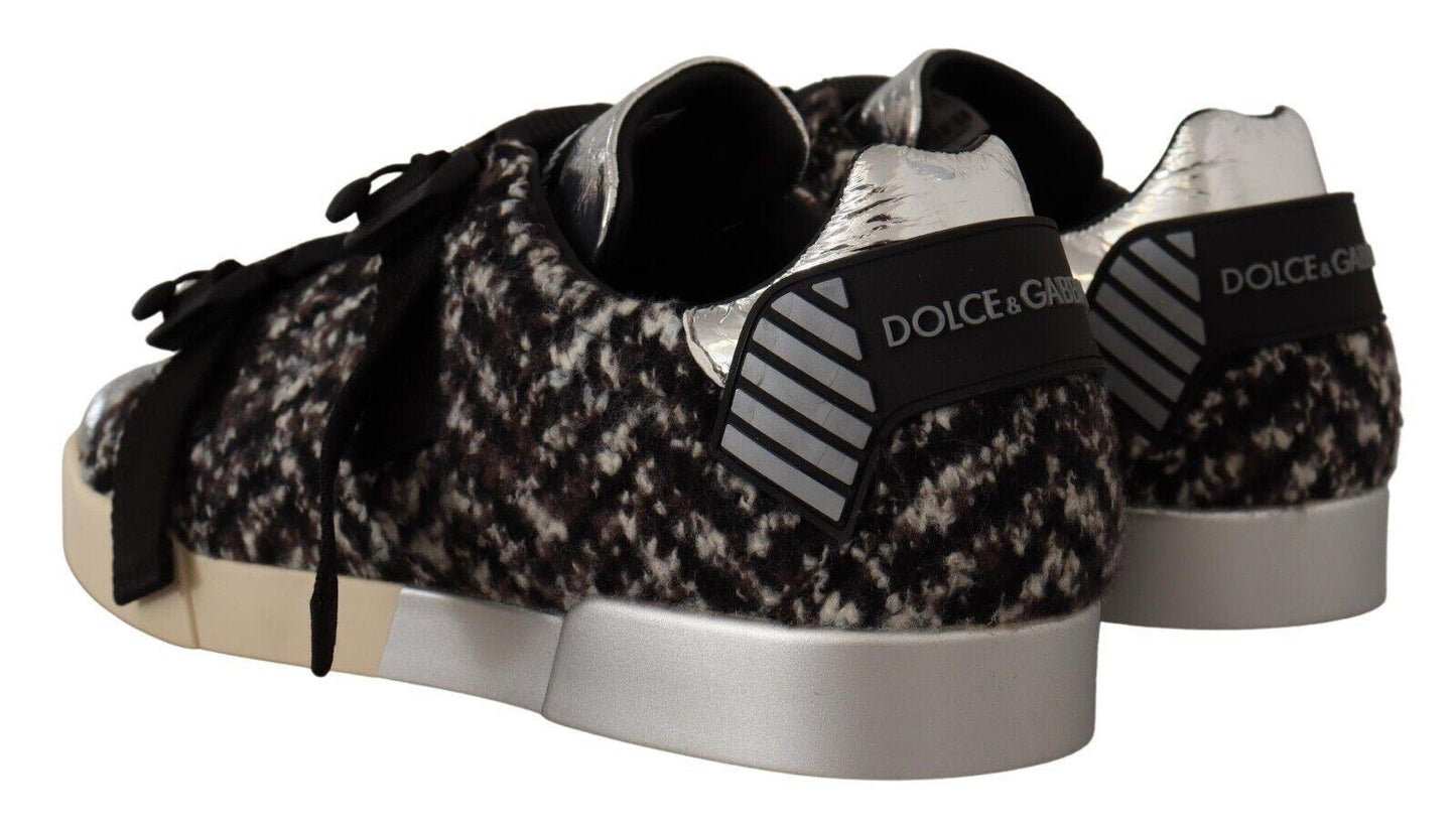 Dolce & Gabbana Silver Elegance Leather Sneakers - Arichezz.store