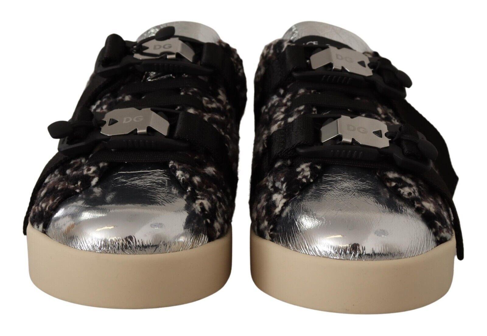 Dolce & Gabbana Silver Elegance Leather Sneakers - Arichezz.store