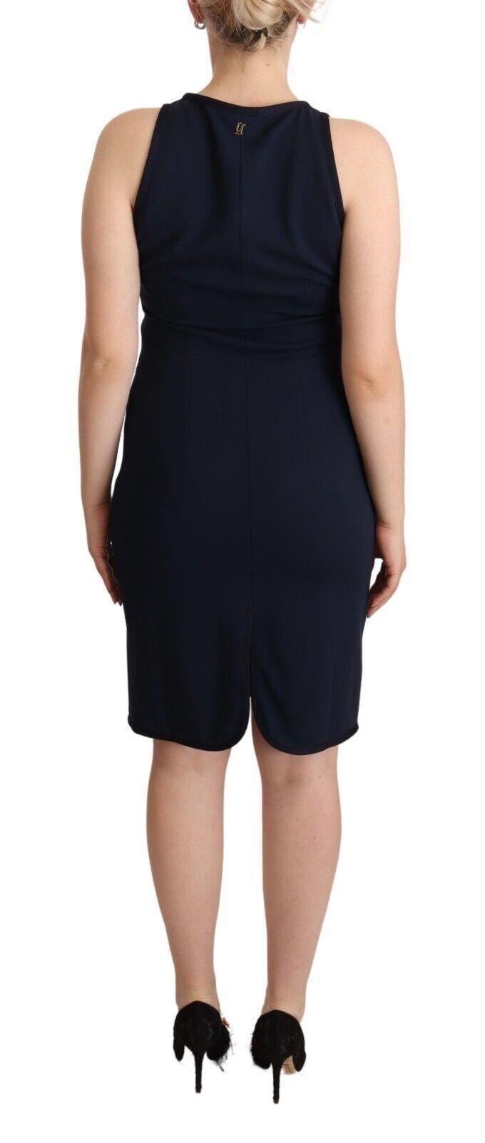 John Galliano Navy Sleeveless Knee-Length Sheath Dress