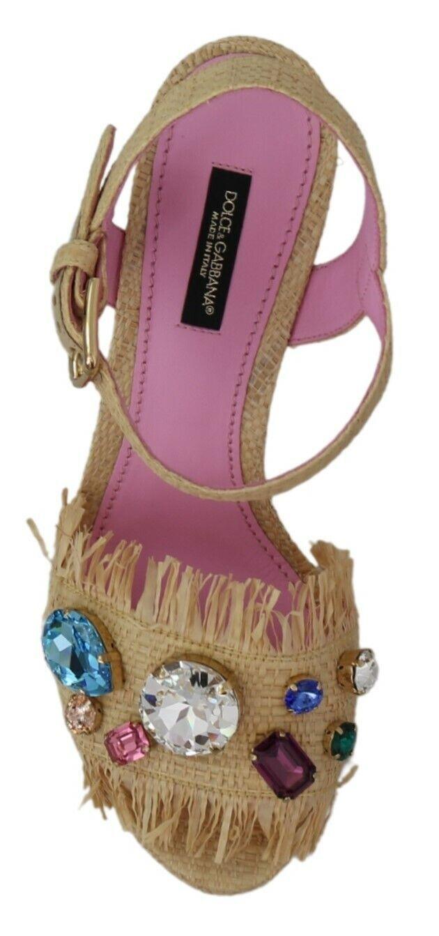 Dolce & Gabbana Beige Silk Strap Wedge Sandals - Arichezz.store