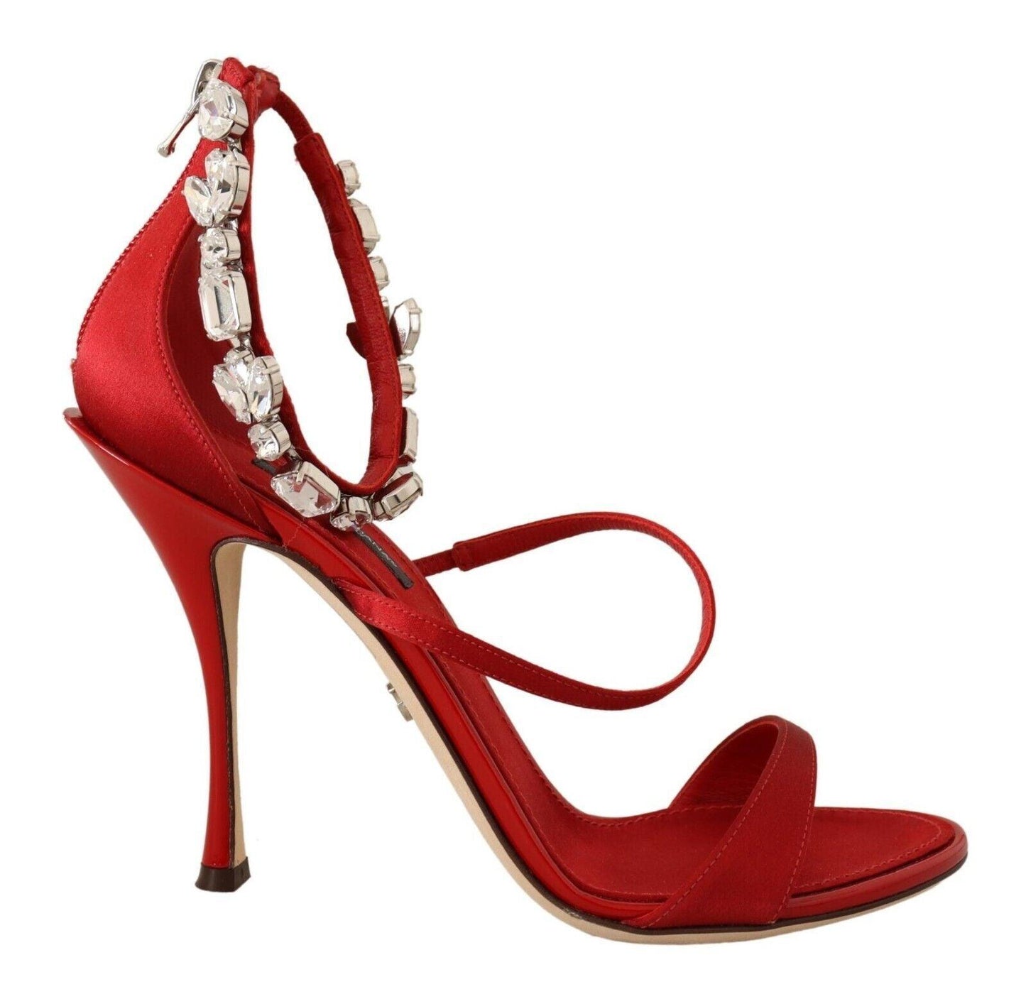 Dolce & Gabbana Red Crystal-Embellished Heel Sandals - Arichezz.store