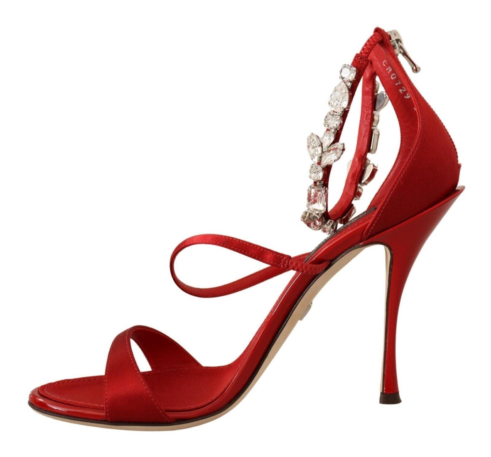 Dolce & Gabbana Red Crystal-Embellished Heel Sandals - Arichezz.store