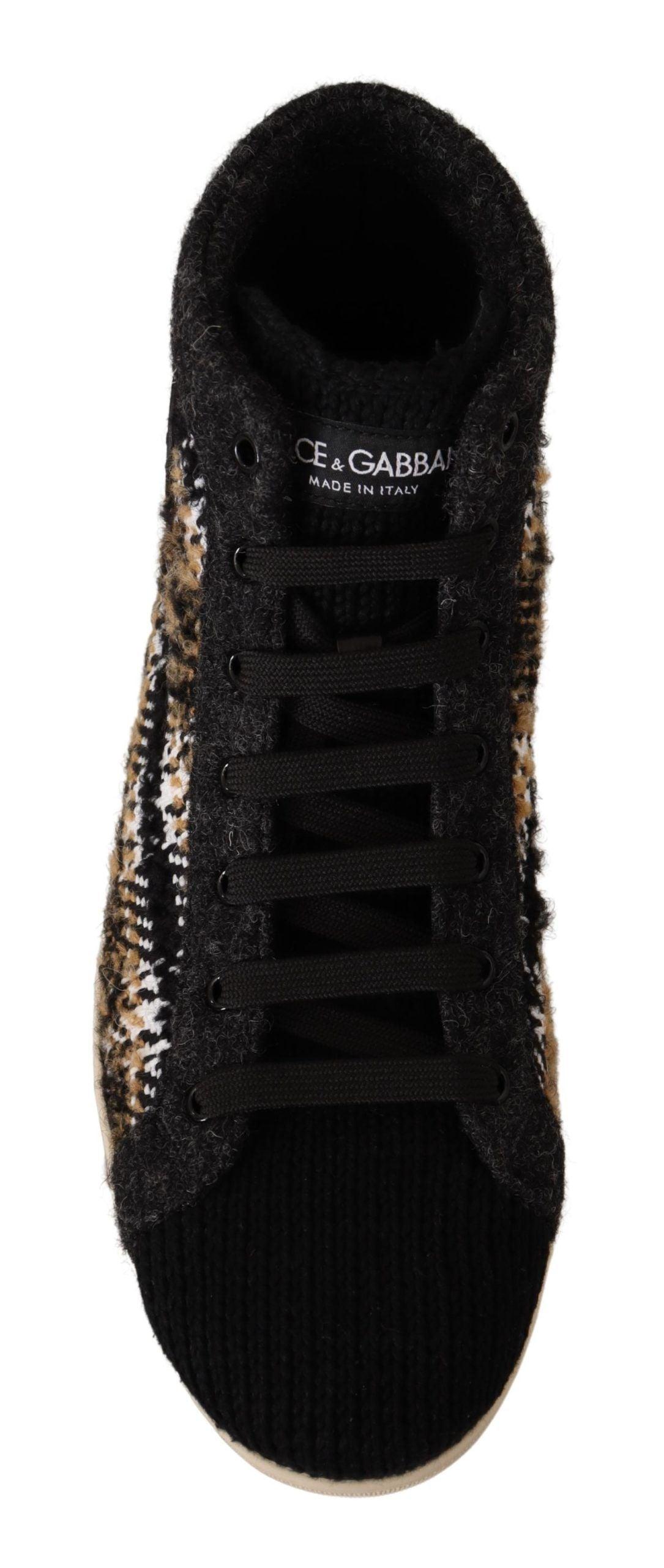 Dolce & Gabbana Beige High Top Fashion Sneakers - Arichezz.store