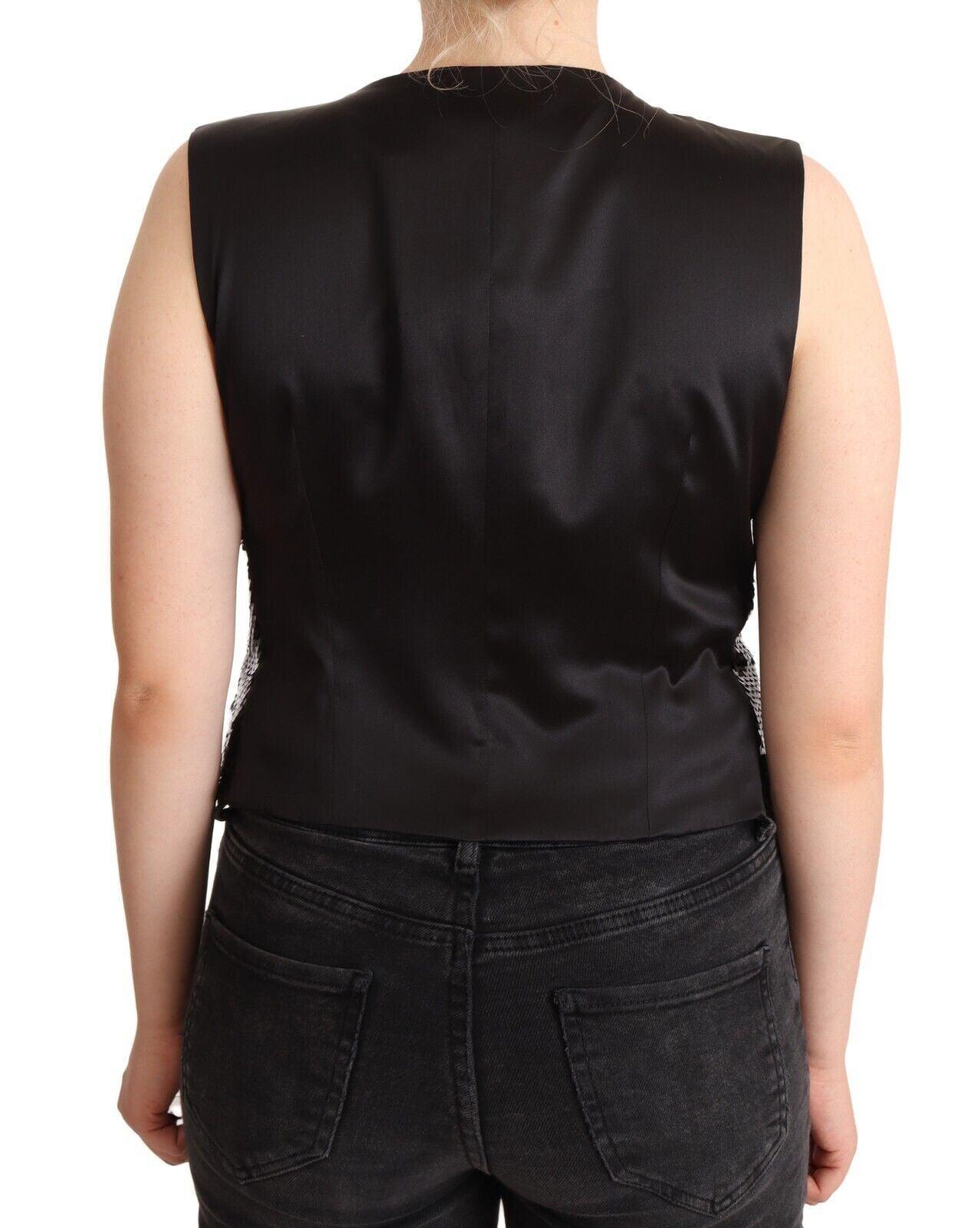 Dolce & Gabbana Black Sequined Sleeveless Vest Top - Arichezz.store