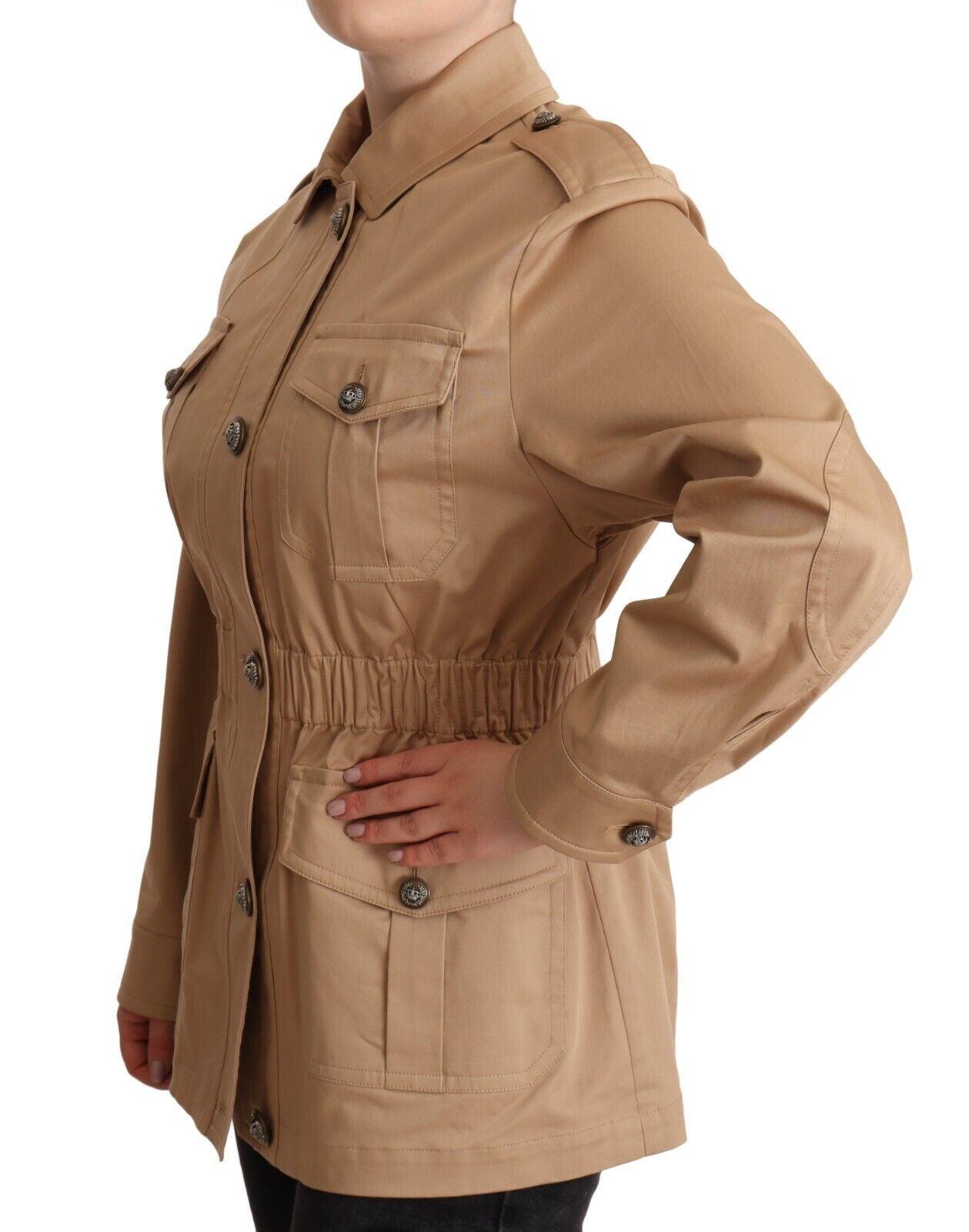 Dolce & Gabbana Beige Button Down Coat with Embellishments - Arichezz.store