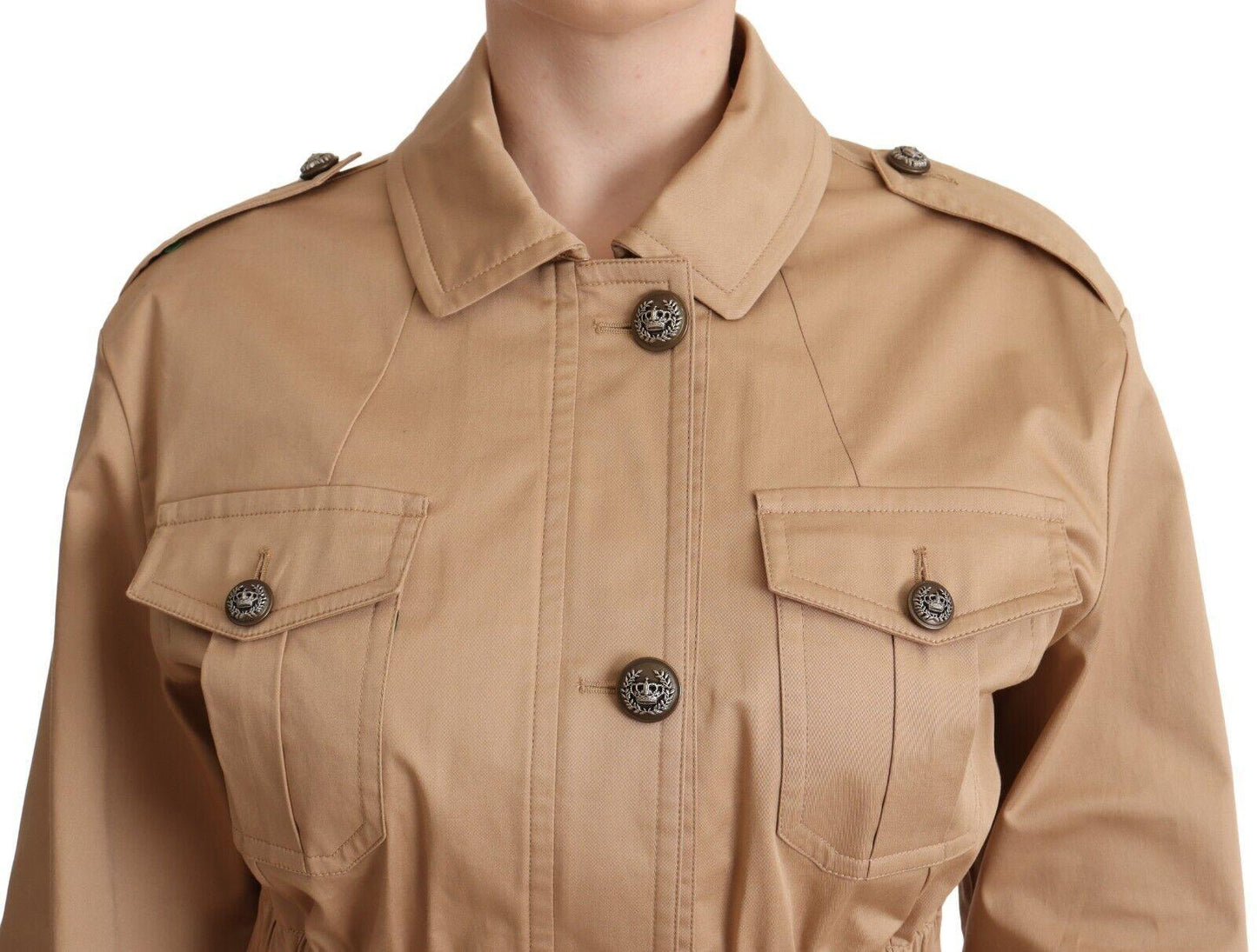 Dolce & Gabbana Beige Button Down Coat with Embellishments - Arichezz.store