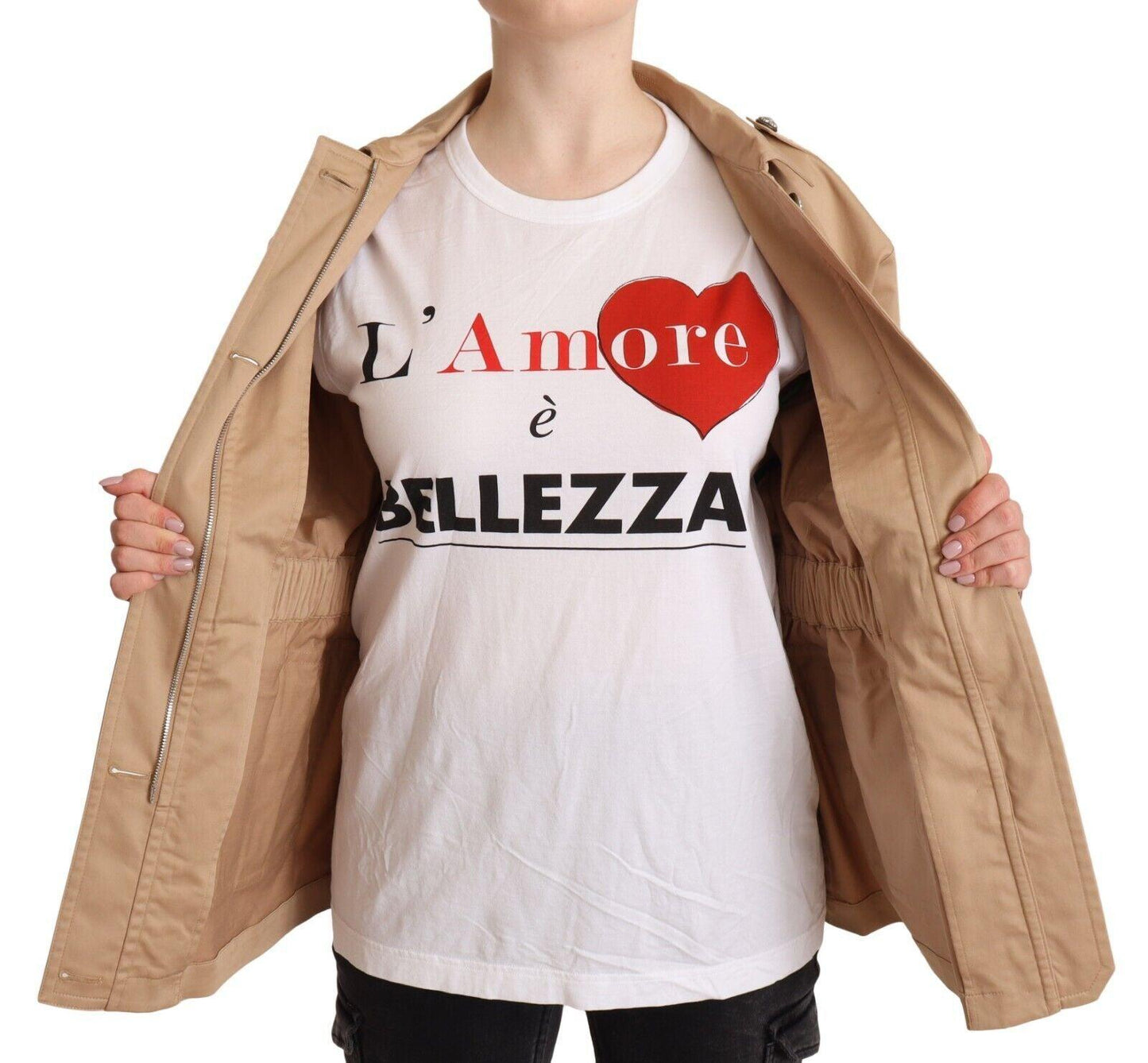 Dolce & Gabbana Beige Button Down Coat with Embellishments - Arichezz.store