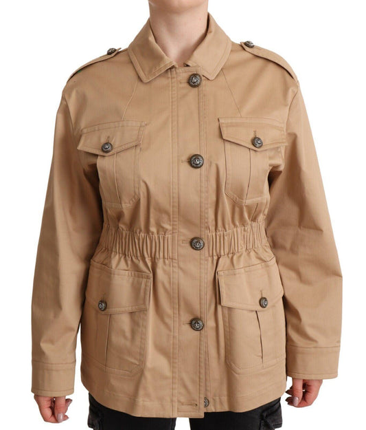 Dolce & Gabbana Beige Button Down Coat with Embellishments - Arichezz.store