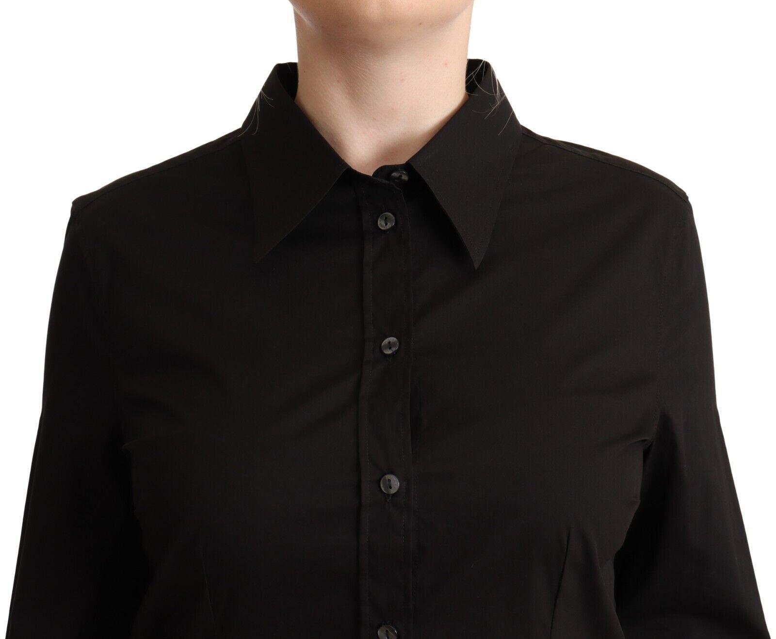 Dolce & Gabbana Elegant Black Cotton Blend Collared Top - Arichezz.store