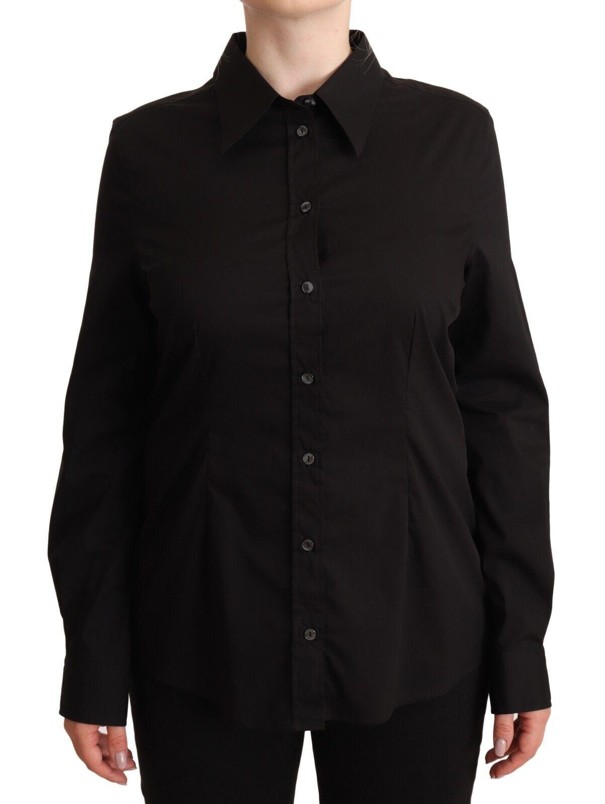 Dolce & Gabbana Elegant Black Cotton Blend Collared Top - Arichezz.store