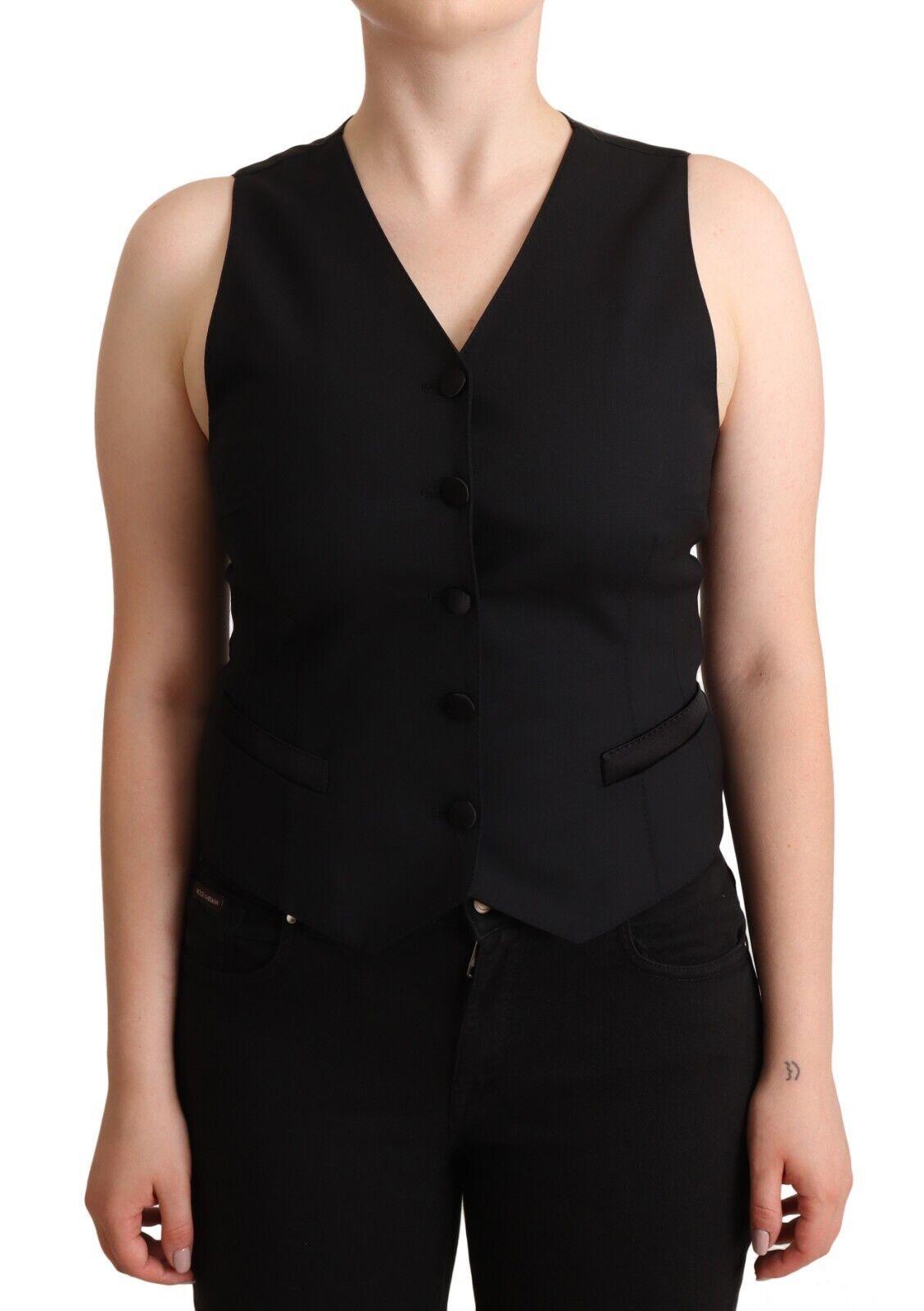 Dolce & Gabbana Elegant Black Vest Top with Button Detail - Arichezz.store