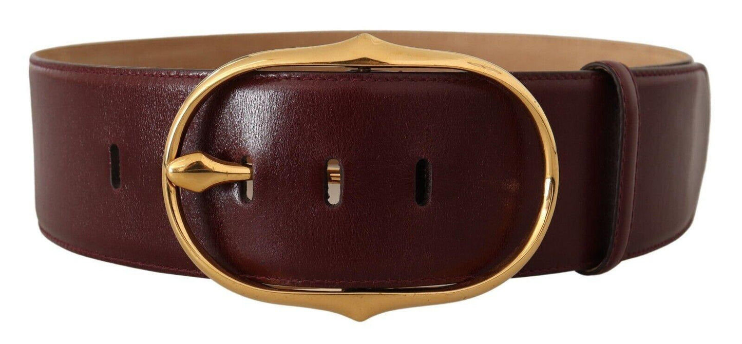 Dolce & Gabbana Elegant Brown Leather Belt with Gold Oval Buckle - Arichezz.store