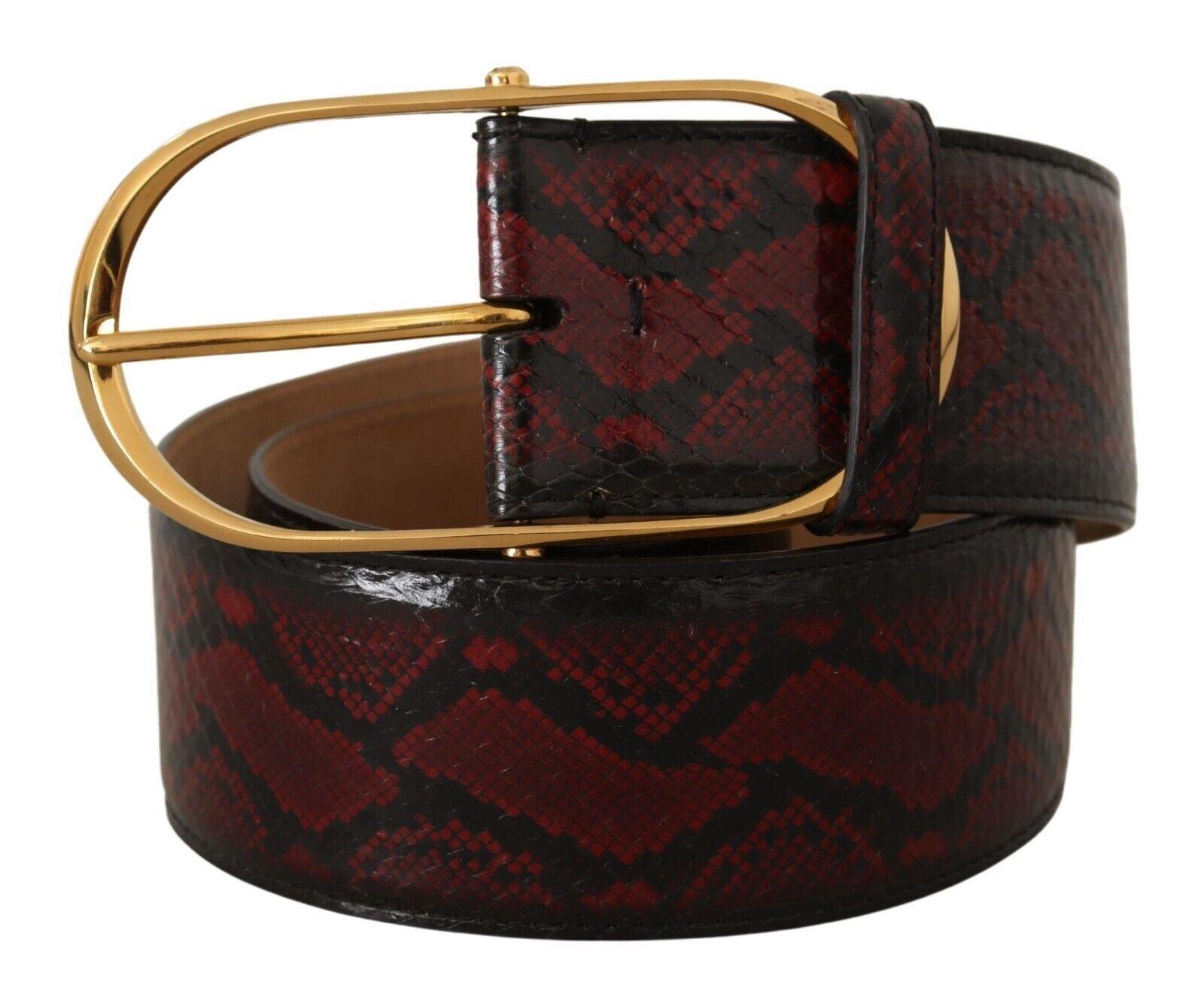 Dolce & Gabbana Elegant Red Python Leather Belt with Gold Buckle - Arichezz.store